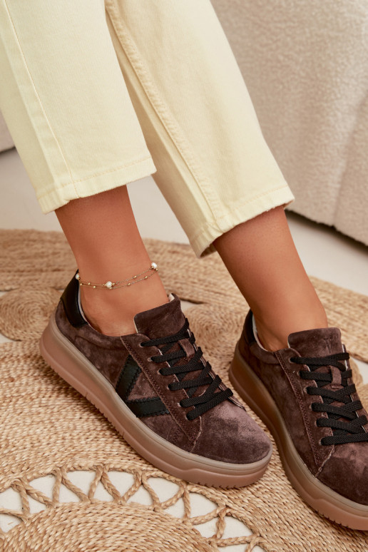 Women's Sneakers Vinceza 79597 on Platform Brown