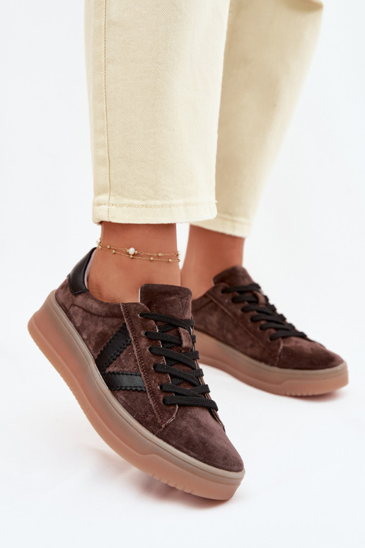 Women's Sneakers Vinceza 79597 on Platform Brown