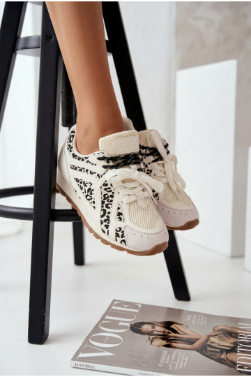 Skórzane Zamszowe Sneakersy Damskie Big Star TT274548 Białe