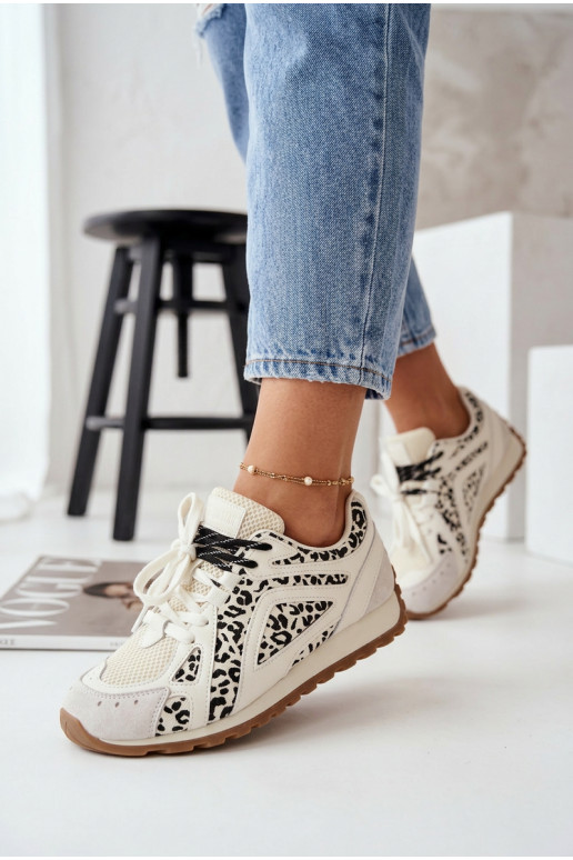 Skórzane Zamszowe Sneakersy Damskie Big Star TT274548 Białe