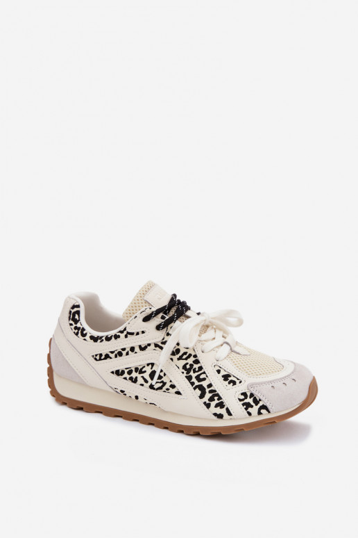 Skórzane Zamszowe Sneakersy Damskie Big Star TT274548 Białe