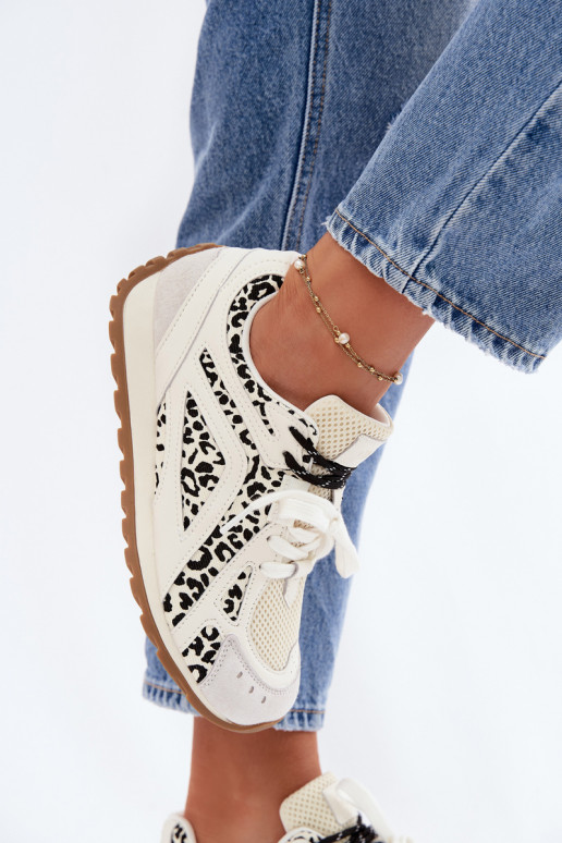 Skórzane Zamszowe Sneakersy Damskie Big Star TT274548 Białe