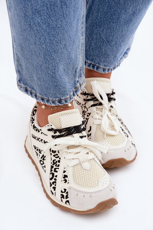 Skórzane Zamszowe Sneakersy Damskie Big Star TT274548 Białe