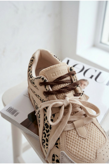 Leather Suede Women's Sneakers Big Star TT274549 Beige 2