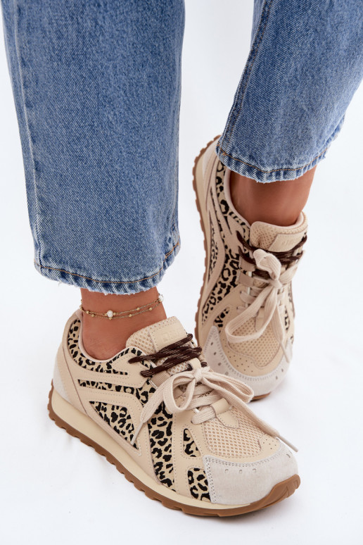 Leather Suede Women's Sneakers Big Star TT274549 Beige