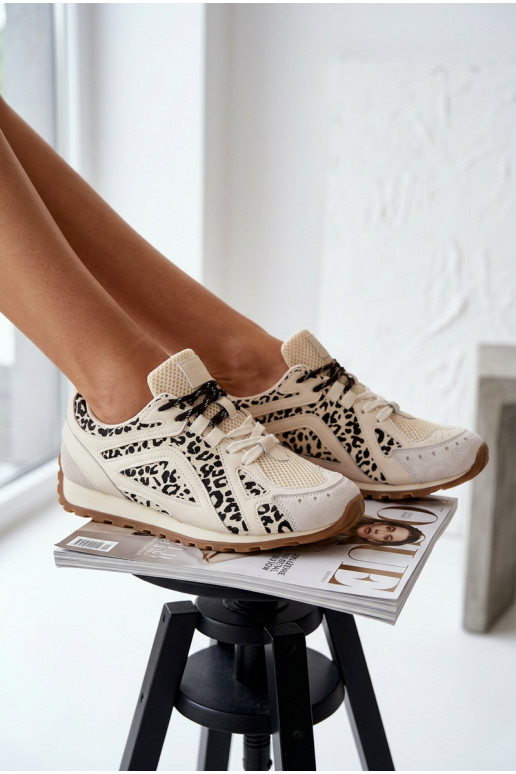 Leather Suede Women's Sneakers Big Star TT274549 Beige