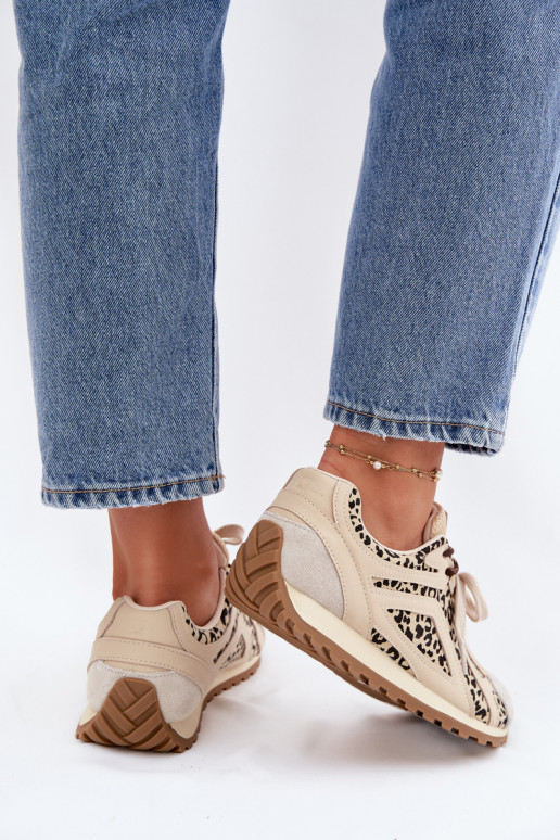 Leather Suede Women's Sneakers Big Star TT274549 Beige