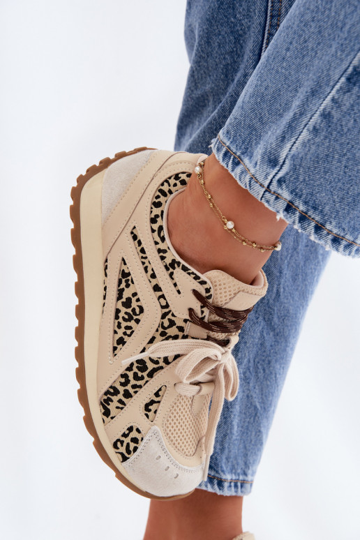 Leather Suede Women's Sneakers Big Star TT274549 Beige