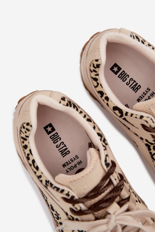 Skórzane Zamszowe Sneakersy Damskie Big Star TT274549 Beżowe