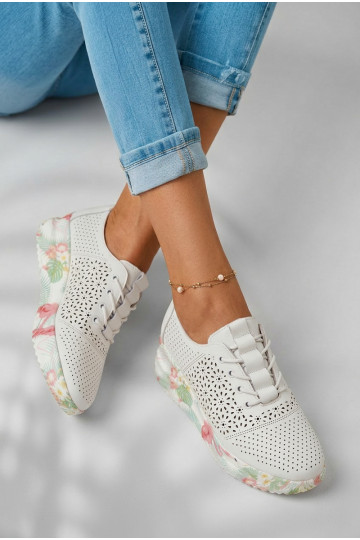 Leather Open Women's Shoes White Telina