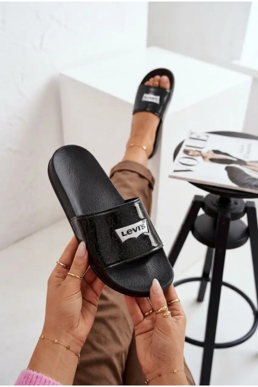 Youth Slippers LEVI'S VPOL0251S-2693 Black With Glitter