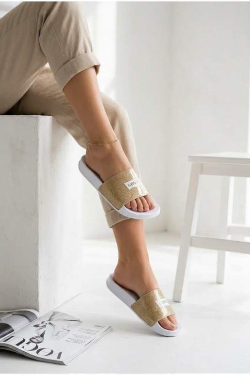 Klapki Młodzieżowe LEVI'S VPOL0251S-3923 ZłotewithBrokatem