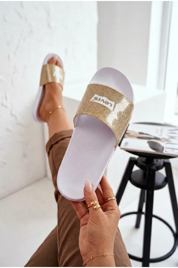 Youth Slides LEVI'S VPOL0251S-3923 Gold With Glitter 2