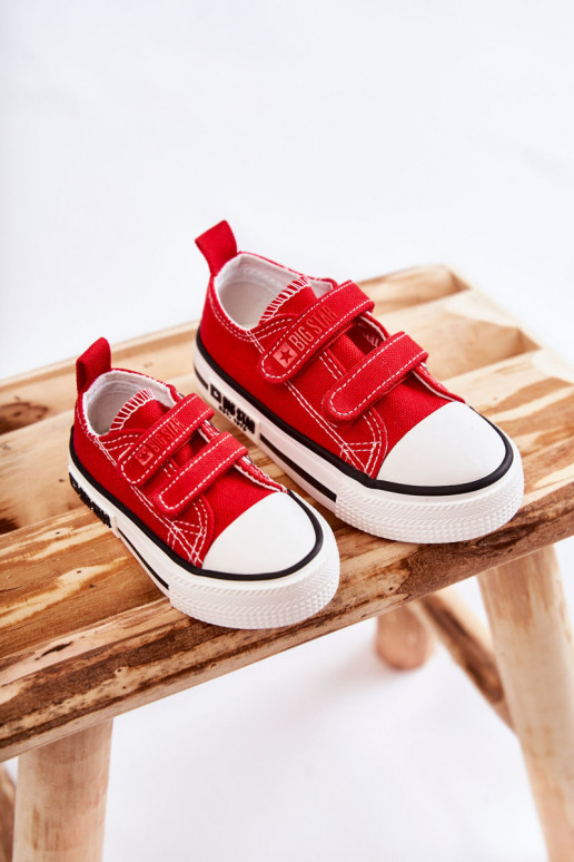 Children's Cloth Sneakers With Velcro BIG STAR KK374082 Red