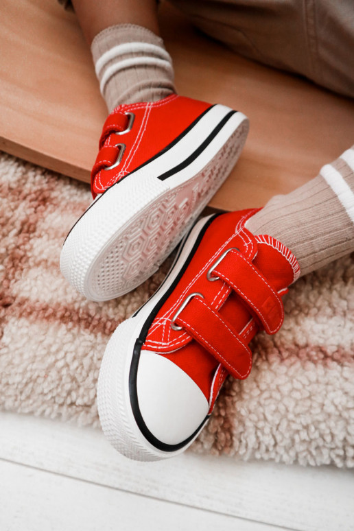 Children's Cloth Sneakers With Velcro BIG STAR KK374082 Red