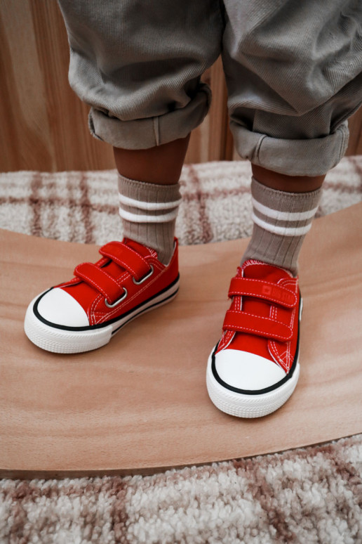 Children's Cloth Sneakers With Velcro BIG STAR KK374082 Red