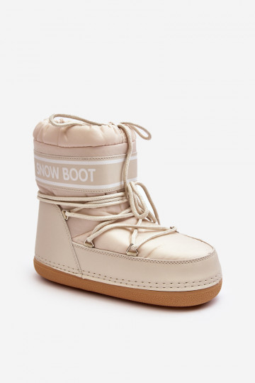 Damskie Wiązane Śniegowce Beżowe Soia