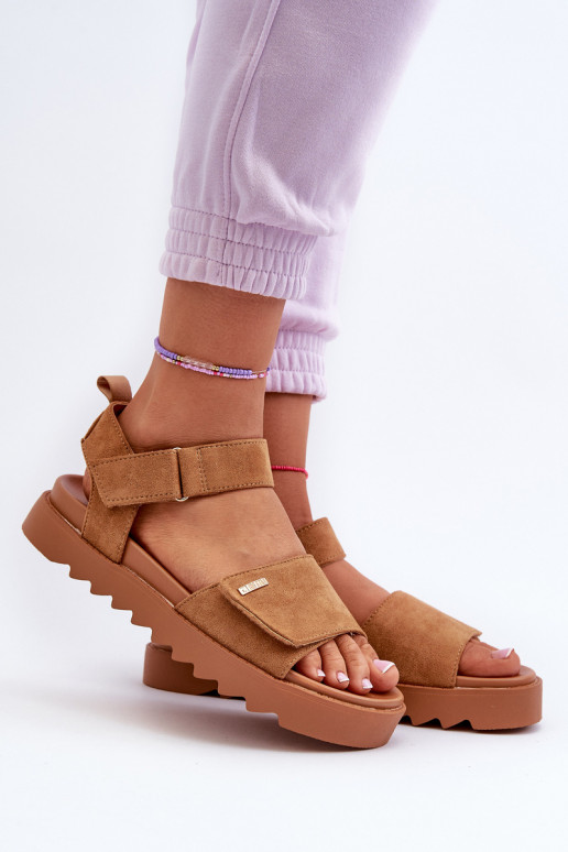 Women's Suede Platform Sandals Big Star NN274705 Brown