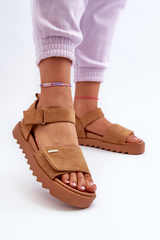 Women's Suede Platform Sandals Big Star NN274705 Brown