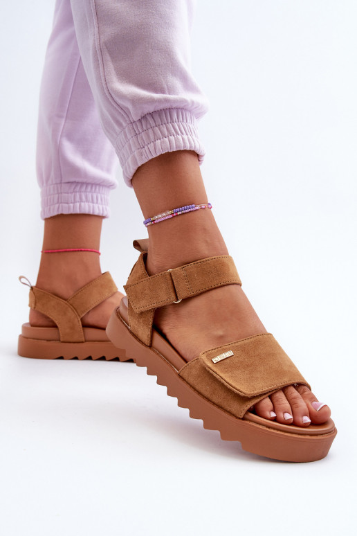 Women's Suede Platform Sandals Big Star NN274705 Brown