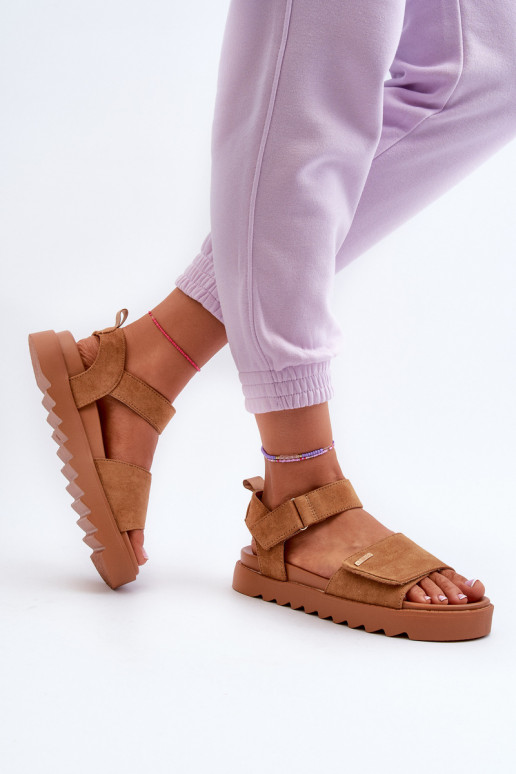 Women's Suede Platform Sandals Big Star NN274705 Brown