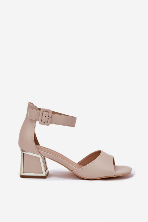 Beige Heeled Sandals for Women Zennia