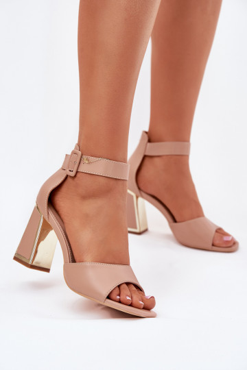 Elegant women's sandals on a heel nude Rosazara 2