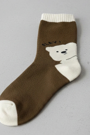 Brązowe skarpetki z misiem...