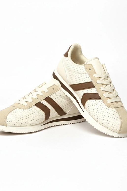 Beżowo-Brązowe sneakersy sportowe...