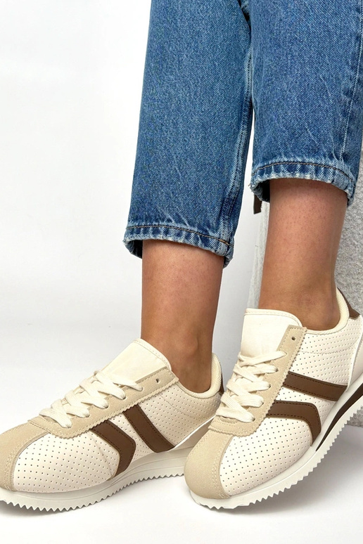 Beżowo-Brązowe sneakersy sportowe...