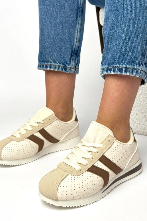 Beżowo-Brązowe sneakersy sportowe...