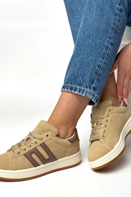 Ciemnobeżowe sneakersy casualowe...
