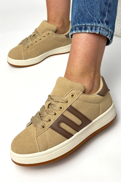 Ciemnobeżowe sneakersy casualowe...