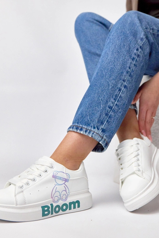 Białe sneakersy na platformie z...
