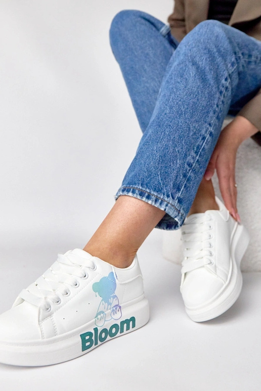 Białe sneakersy na platformie z...