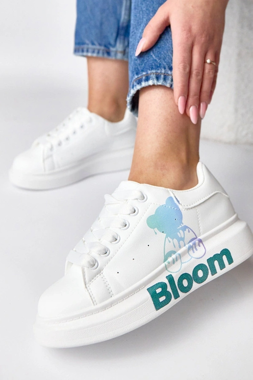 Białe sneakersy na platformie z...