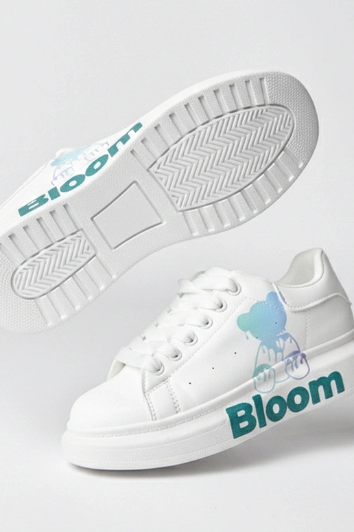 Białe sneakersy na platformie z...