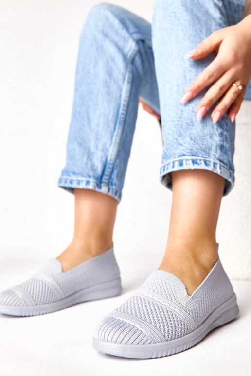 Szare wsuwane materiałowe tenisówki...