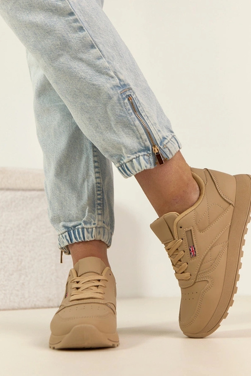 Beżowe sneakersy casualowe na...