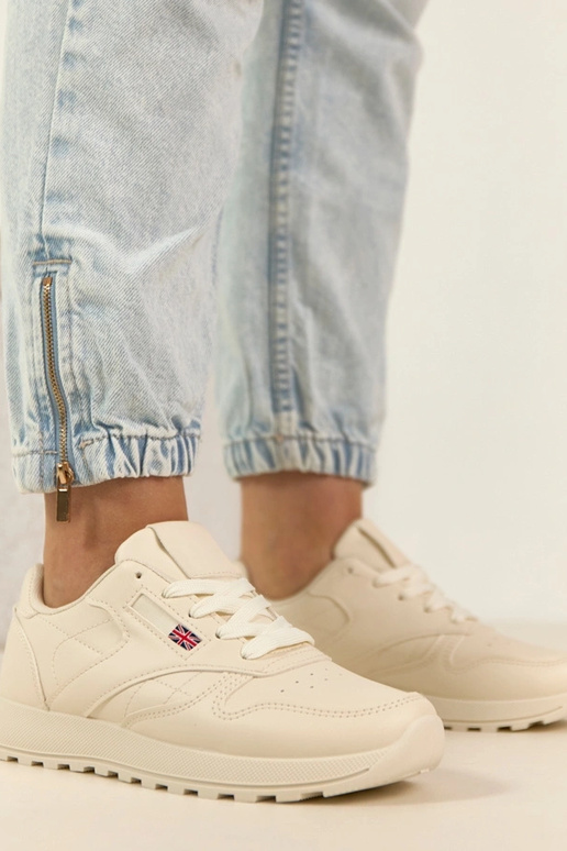 Jasnobeżowe sneakersy casualowe na...