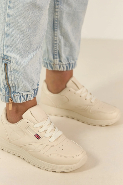 Jasnobeżowe sneakersy casualowe na...