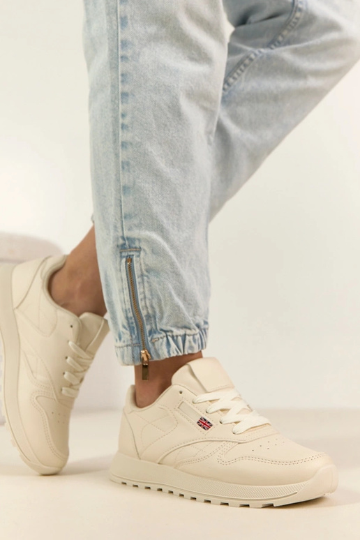 Jasnobeżowe sneakersy casualowe na...