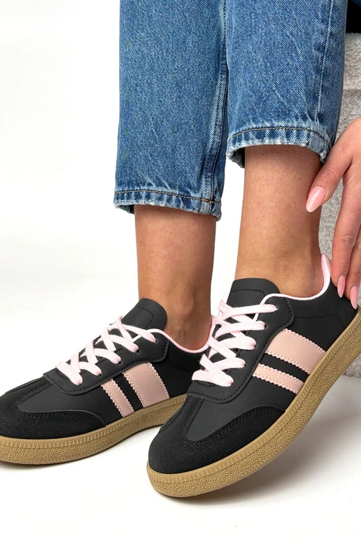 Czarno-różowe sneakersy casualowe na...