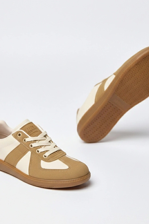 Brązowo-beżowe sneakersy na...