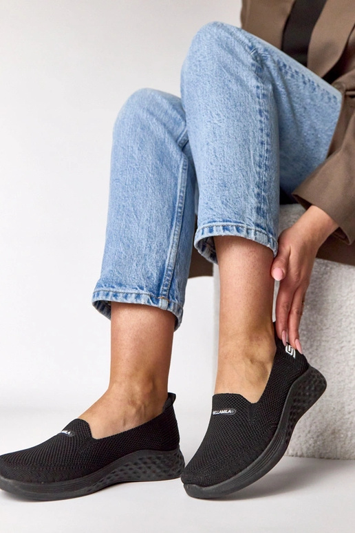 Czarne wsuwane materiałowe tenisówki Zoe