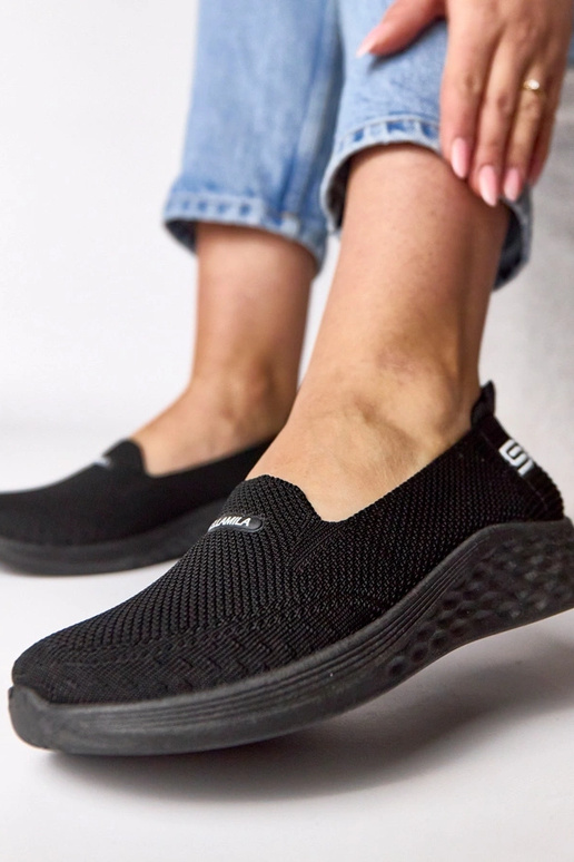 Czarne wsuwane materiałowe tenisówki Zoe