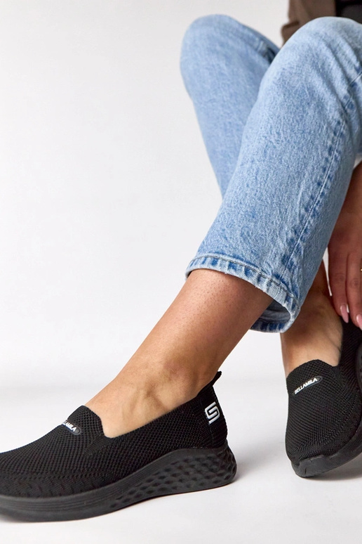 Czarne wsuwane materiałowe tenisówki Zoe