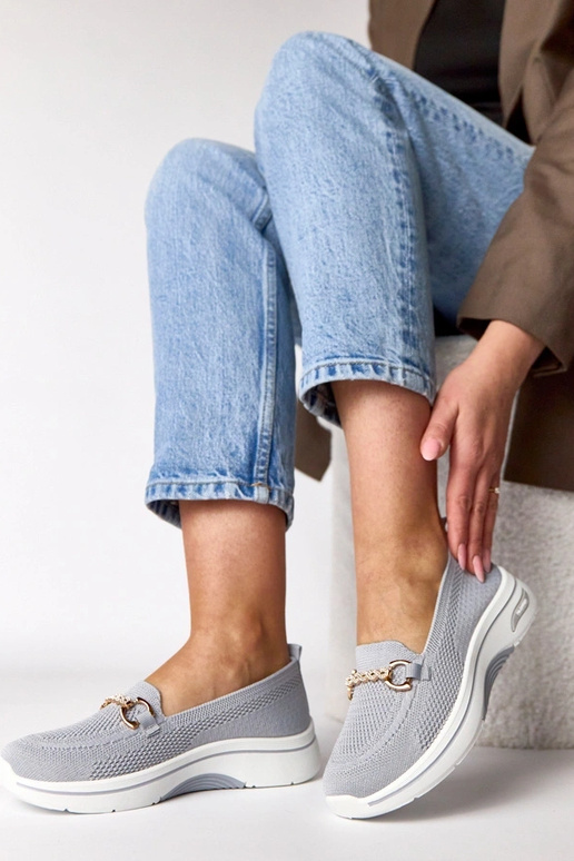 Szare wsuwane materiałowe tenisówki z...