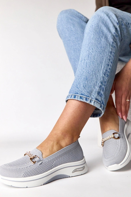 Szare wsuwane materiałowe tenisówki z...