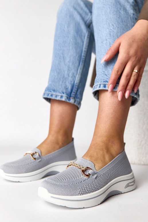 Szare wsuwane materiałowe tenisówki z...